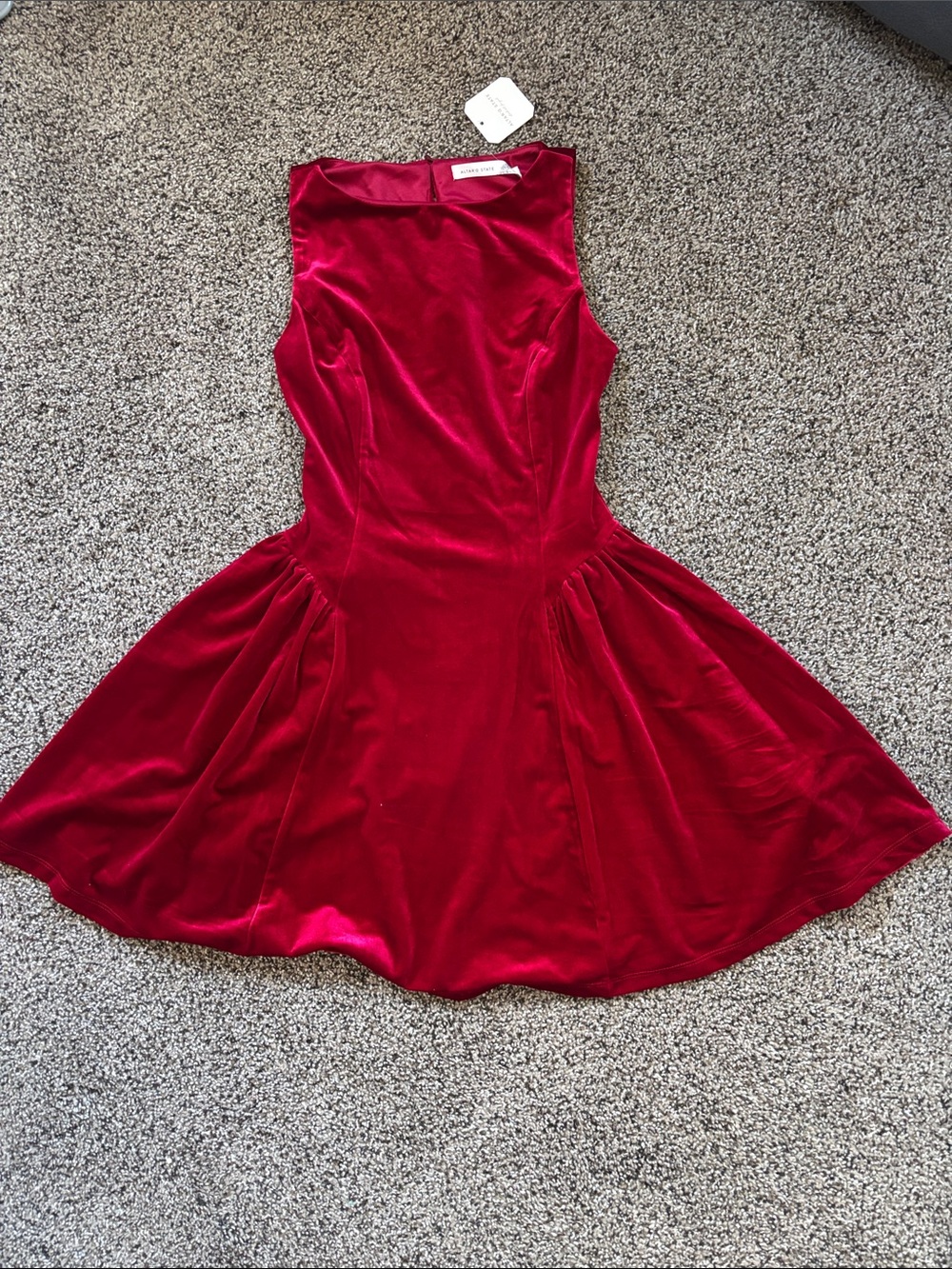 Altar'd State Red Velvet Fit-and-Flare Dress